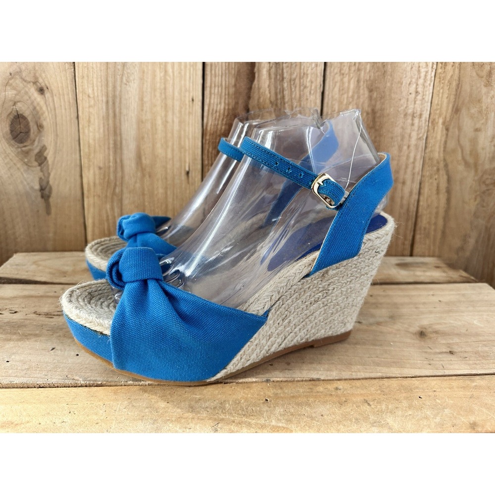 BETTYE MULLER Wedge Espadrilles Sandals Platform Sz 8.5 Teal Summer
